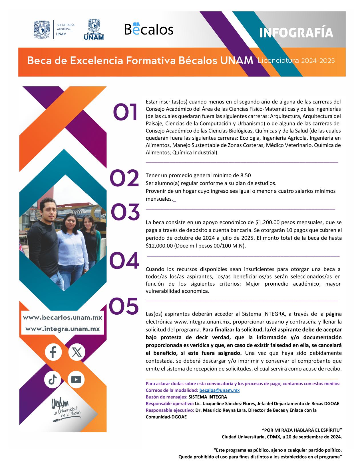 BECA DE EXCELENCIA FORMATIVA BÉCALOS UNAM LICENCIATURA